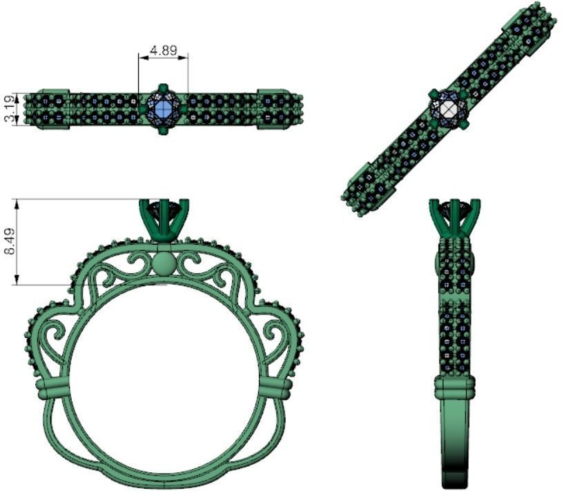 solitaire ring 16 3D print model_4