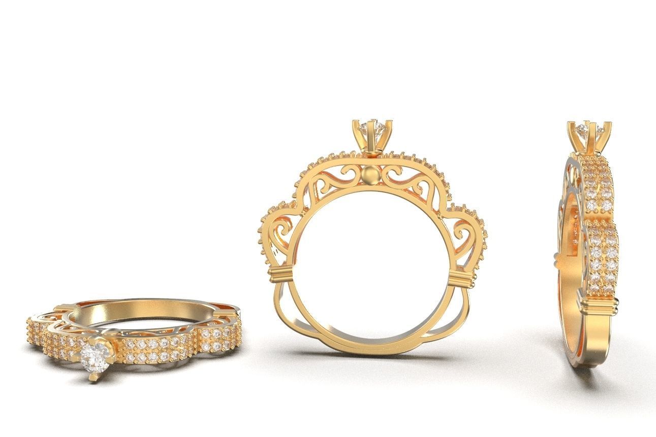 solitaire ring 16 3D print model_1