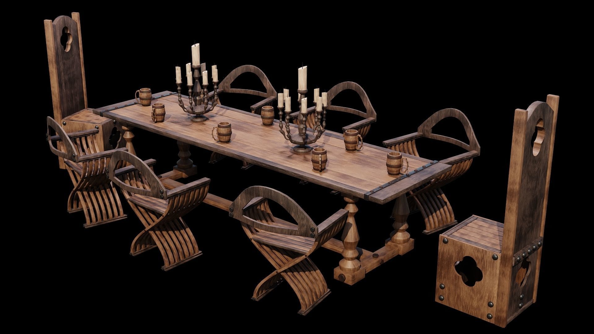 PBR WOOD FURNITURES - Collection - 03  - 4K Textures Game Ready _19