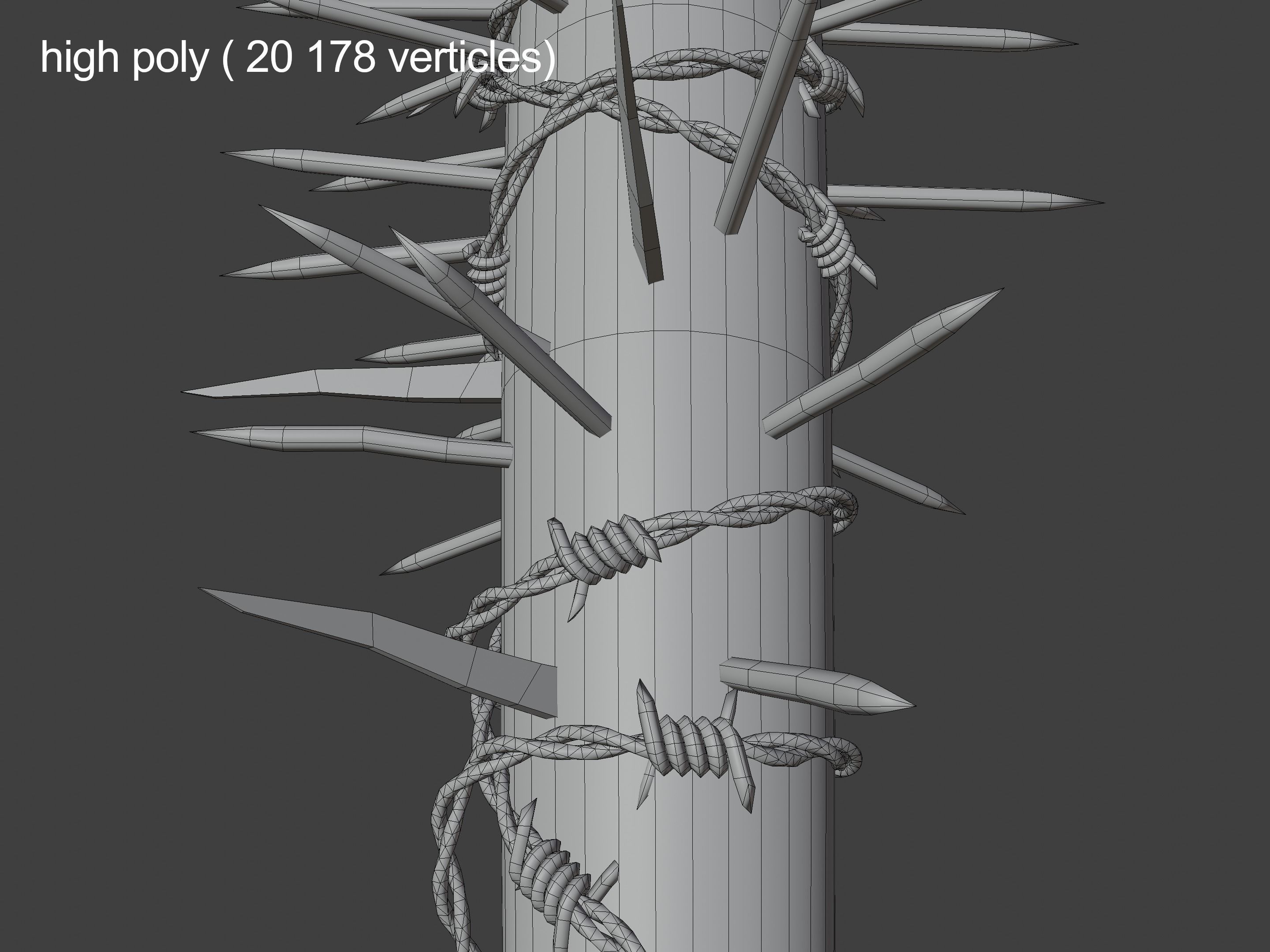 Spiked baseball bat Free low-poly 3D model_12