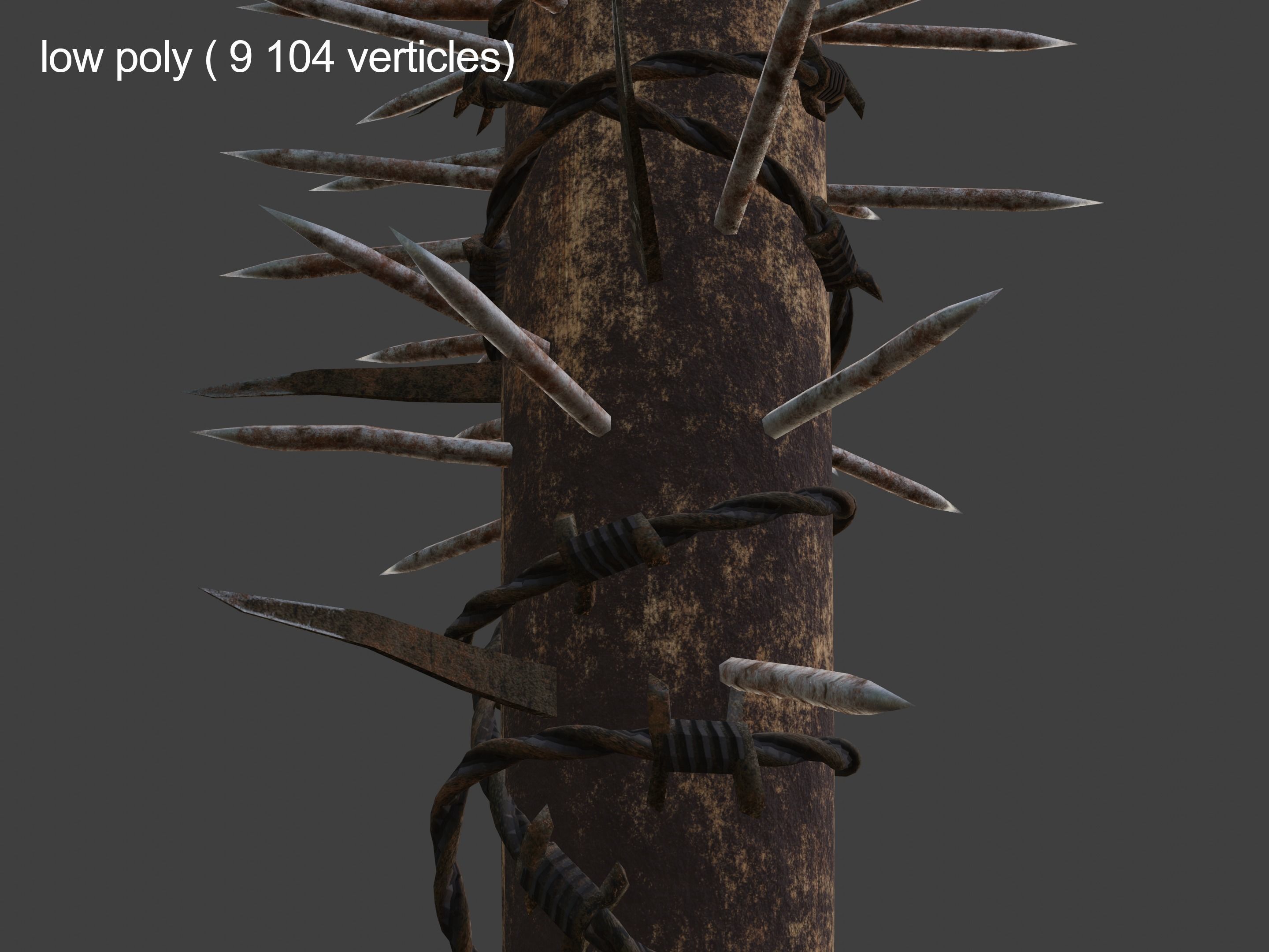 Spiked baseball bat Free low-poly 3D model_4