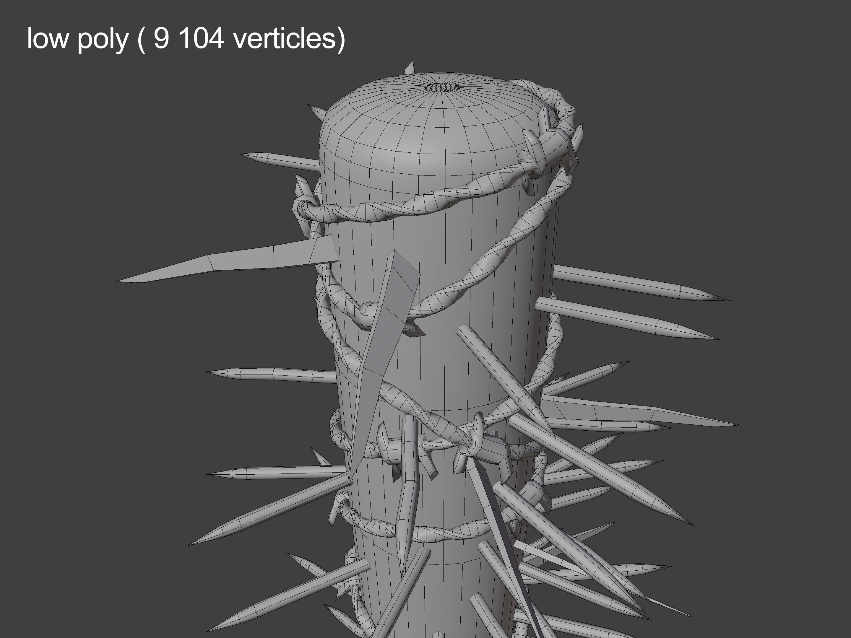 Spiked baseball bat Free low-poly 3D model_15