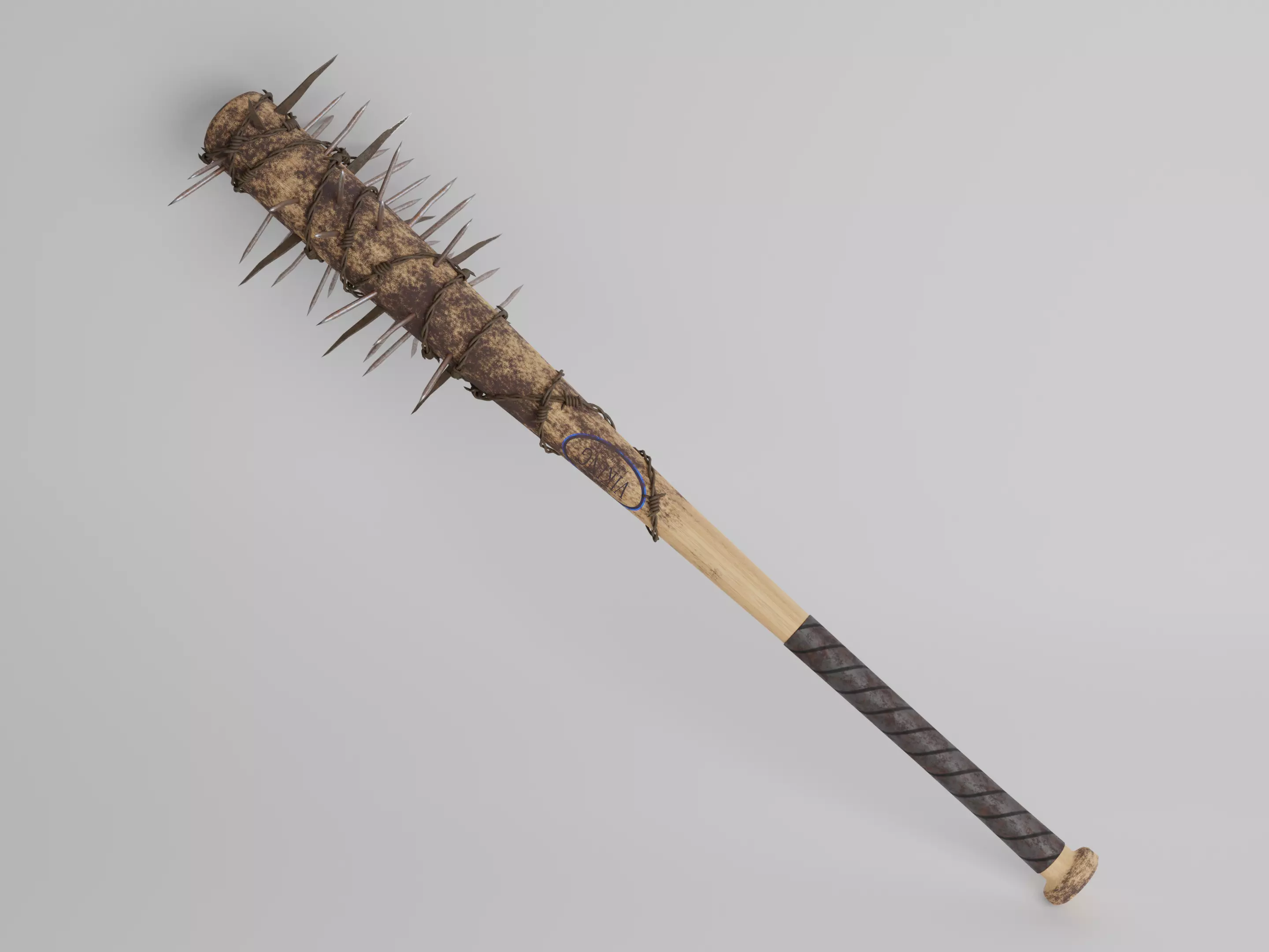 Spiked baseball bat Free low-poly 3D model_0
