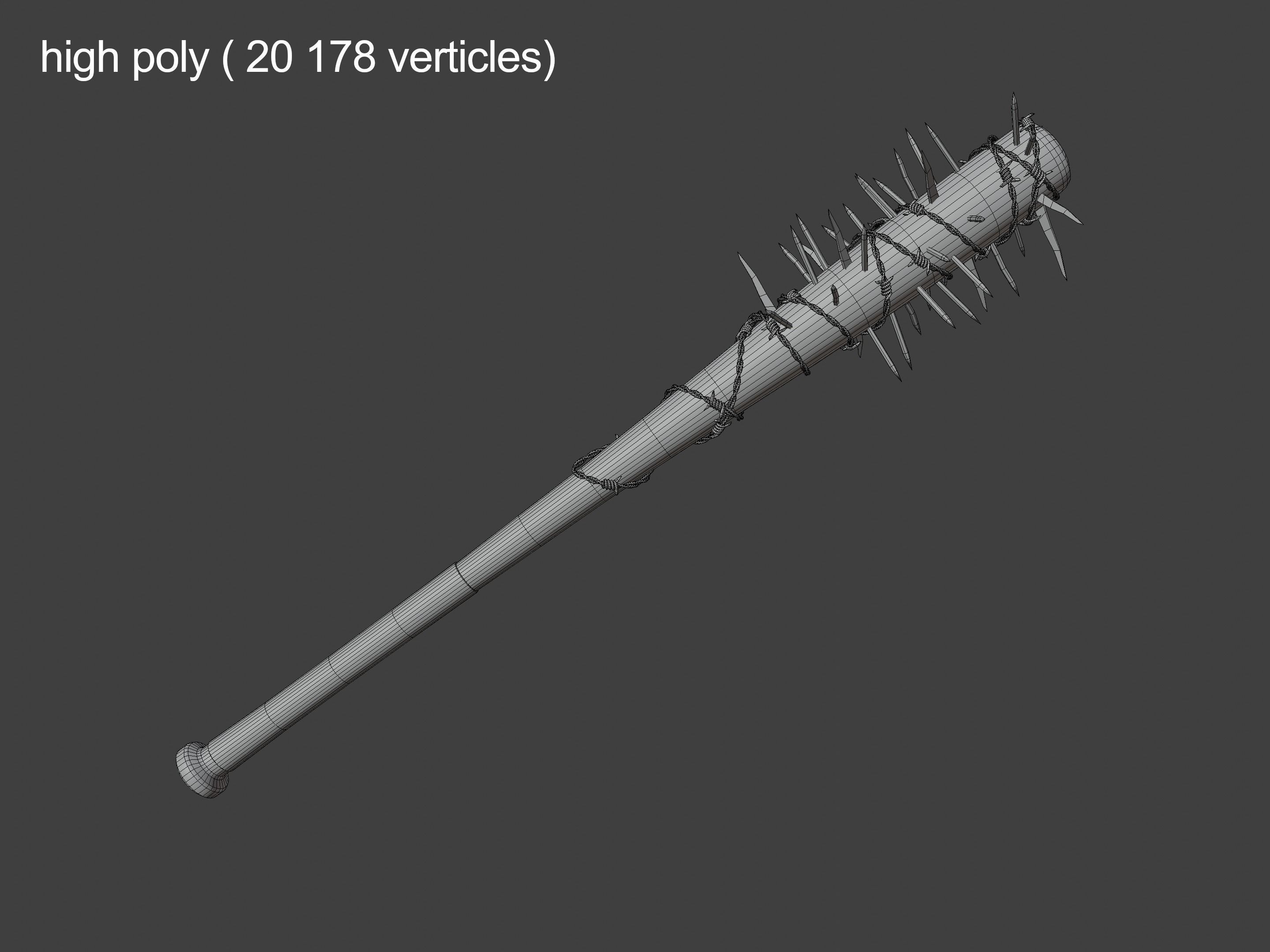 Spiked baseball bat Free low-poly 3D model_9
