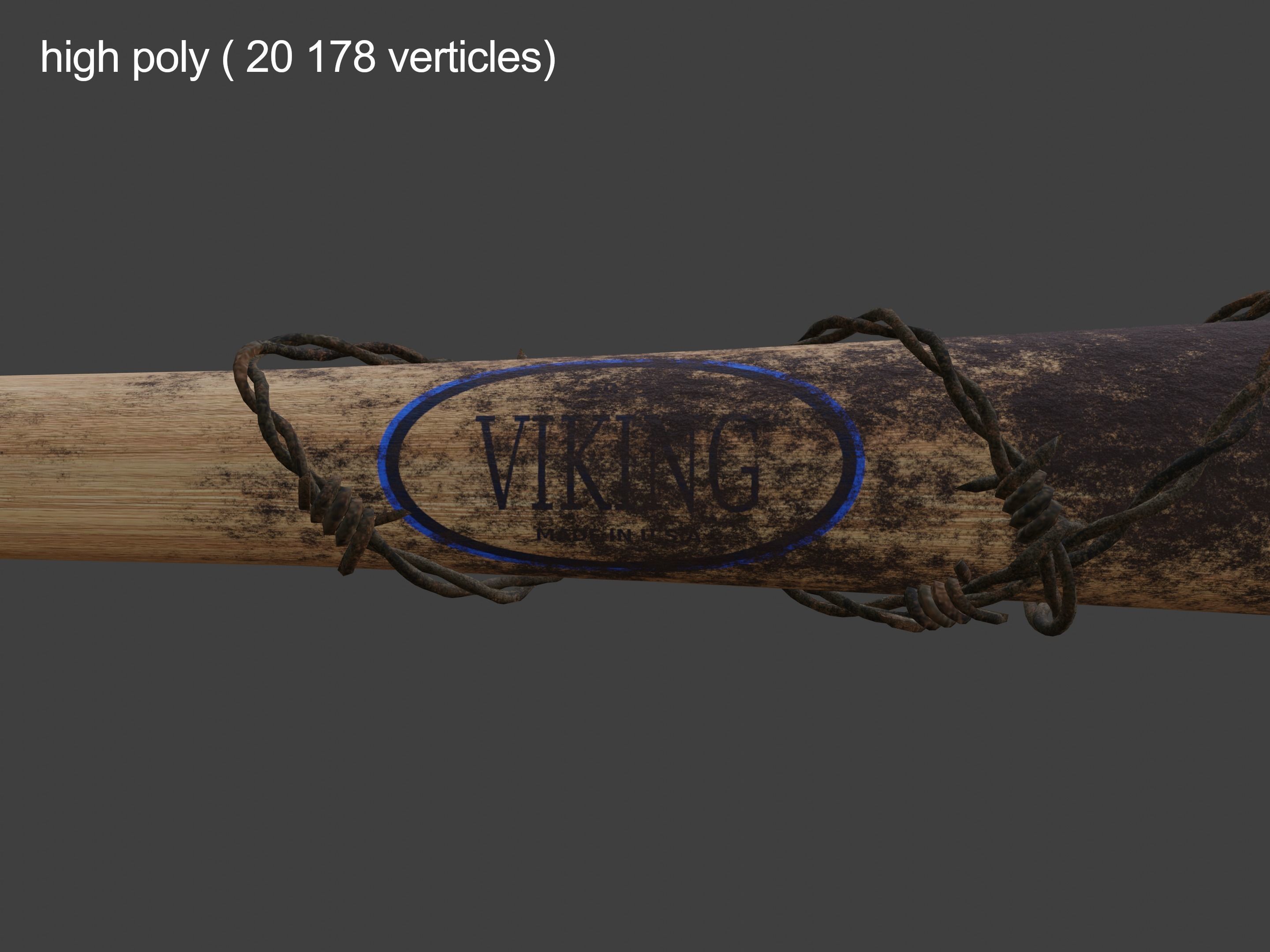 Spiked baseball bat Free low-poly 3D model_6