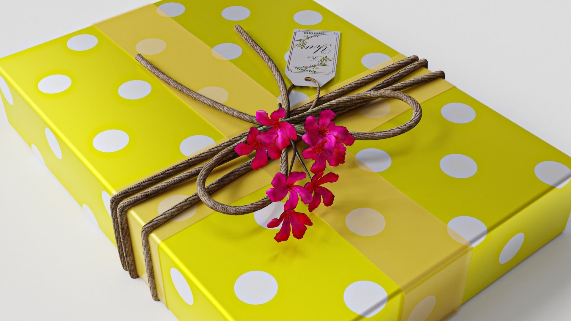 Gift Box with Flowers 3D model_5