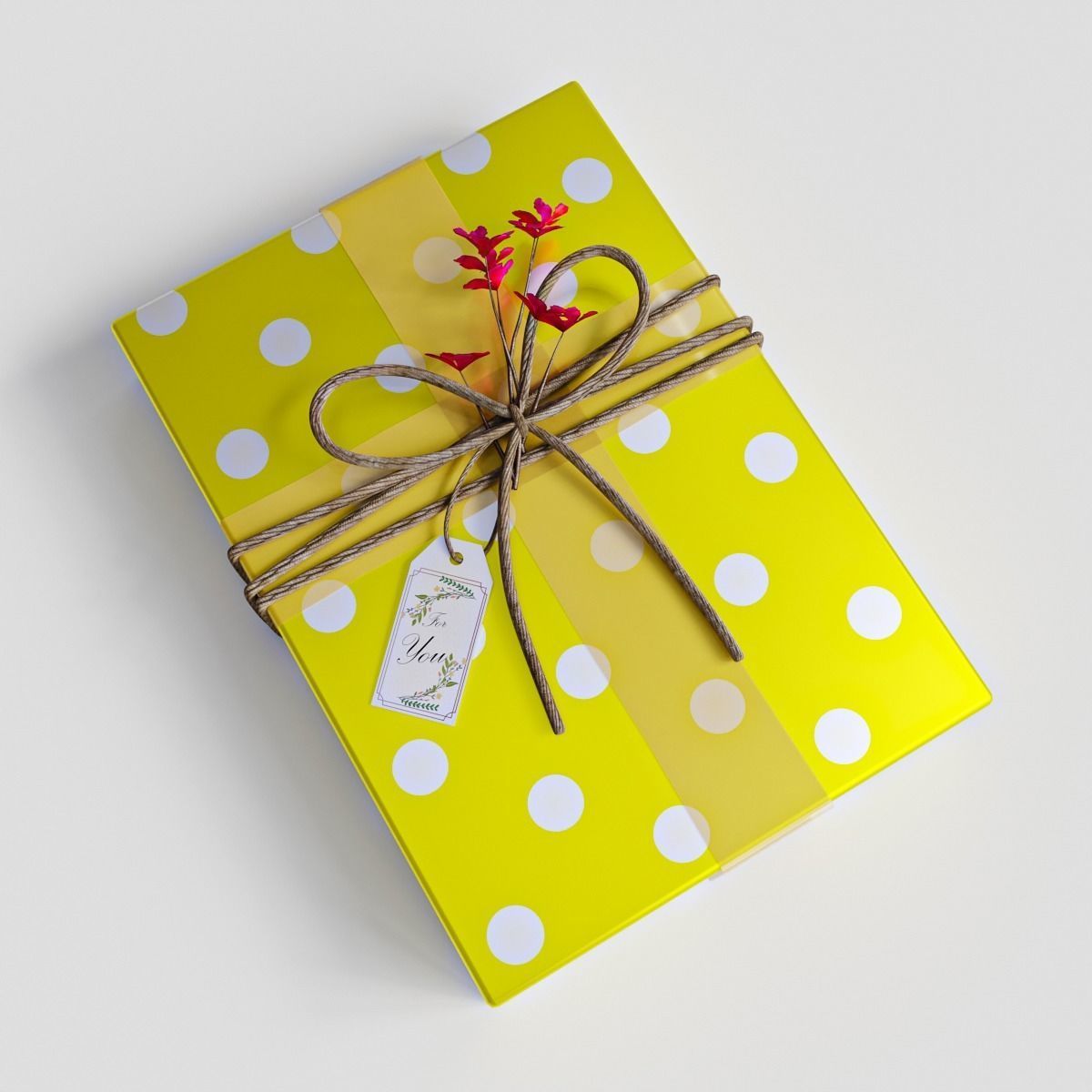 Gift Box with Flowers 3D model_10