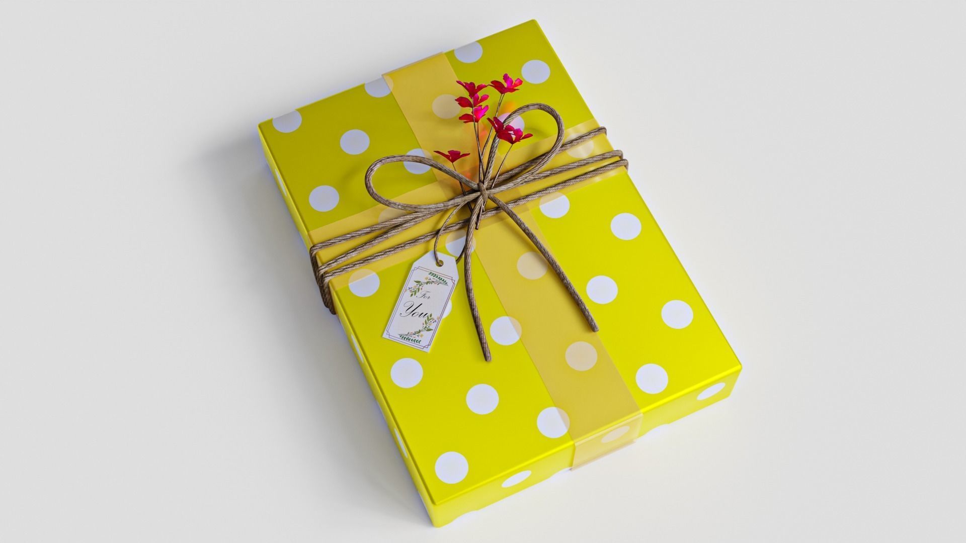 Gift Box with Flowers 3D model_8