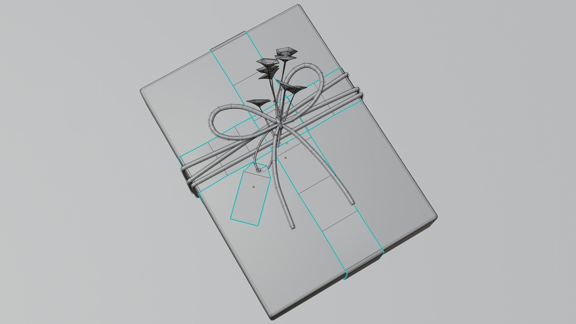 Gift Box with Flowers 3D model_7