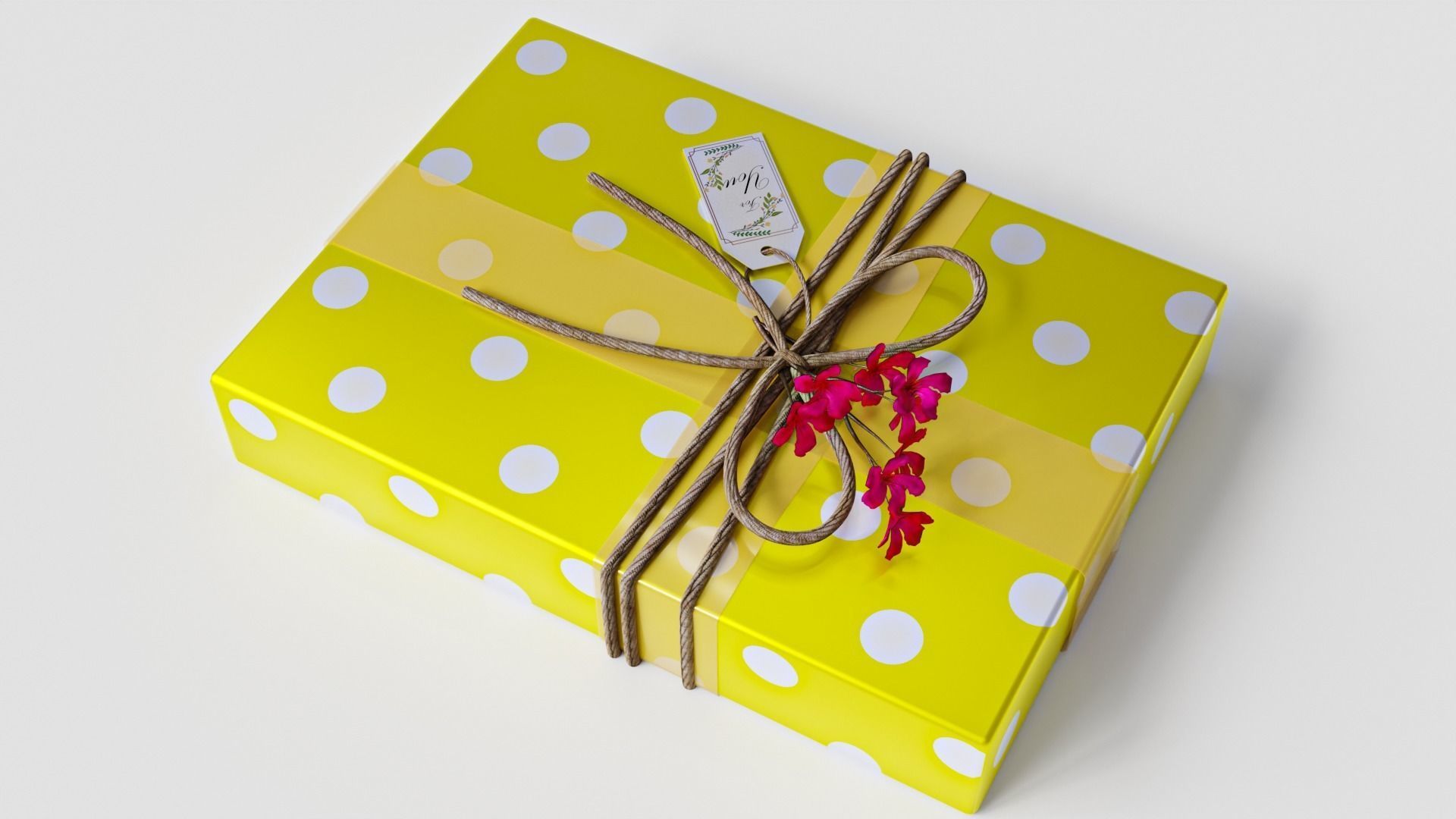 Gift Box with Flowers 3D model_1