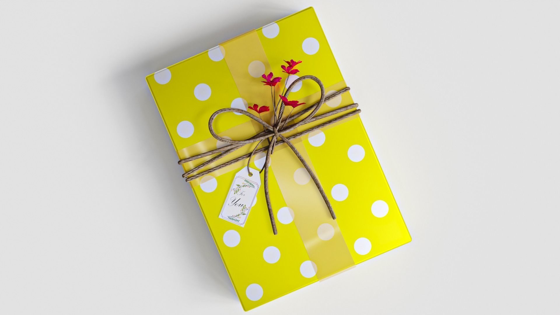 Gift Box with Flowers 3D model_4