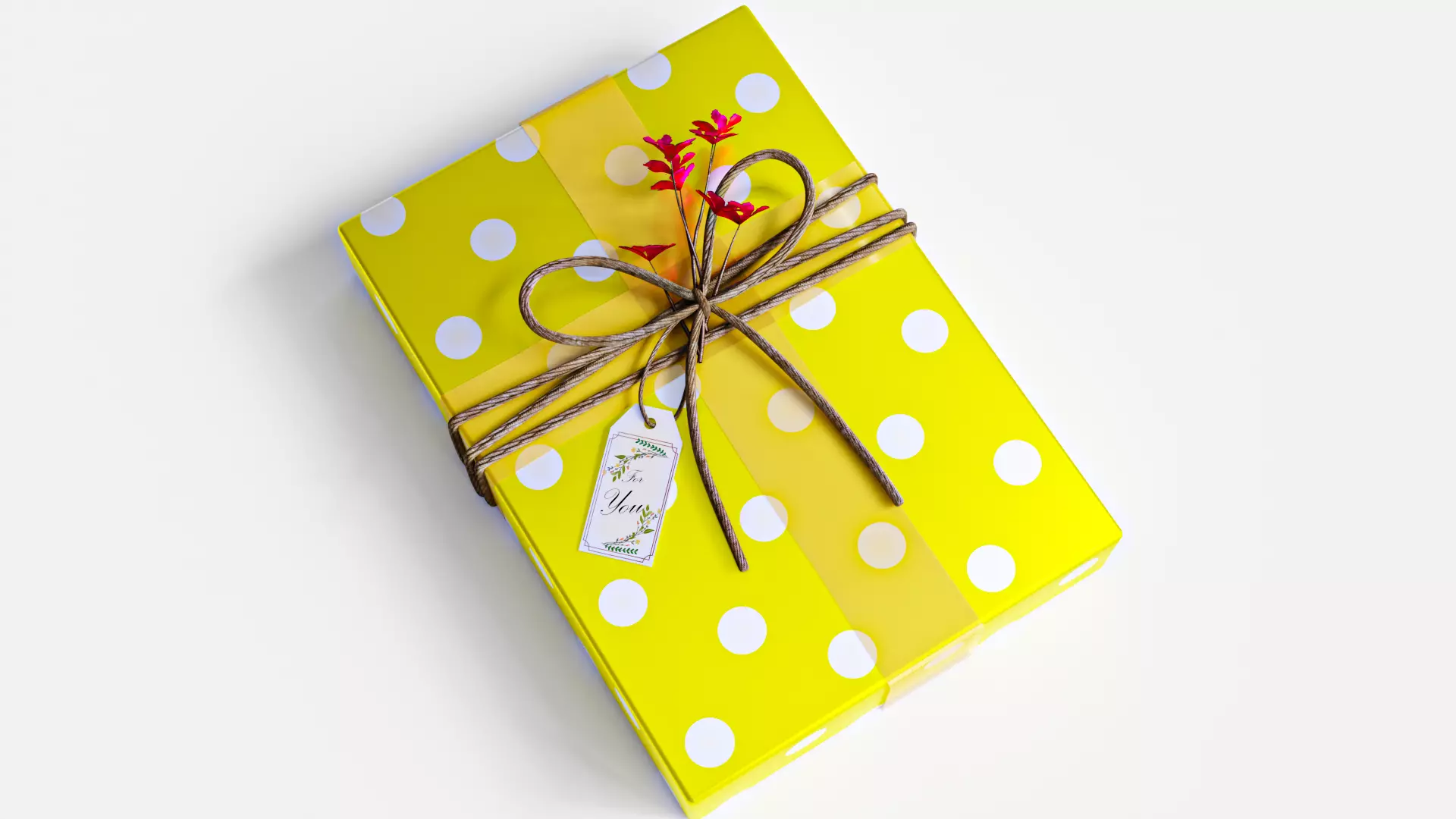 Gift Box with Flowers 3D model_0