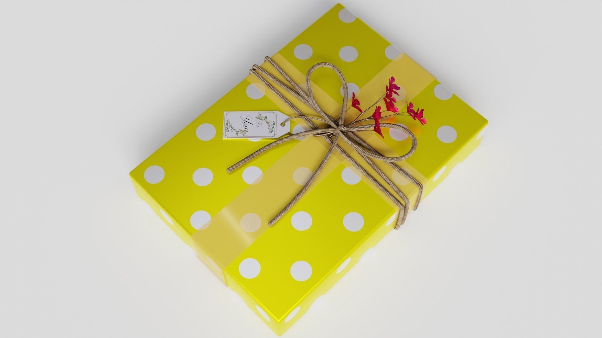 Gift Box with Flowers 3D model_11