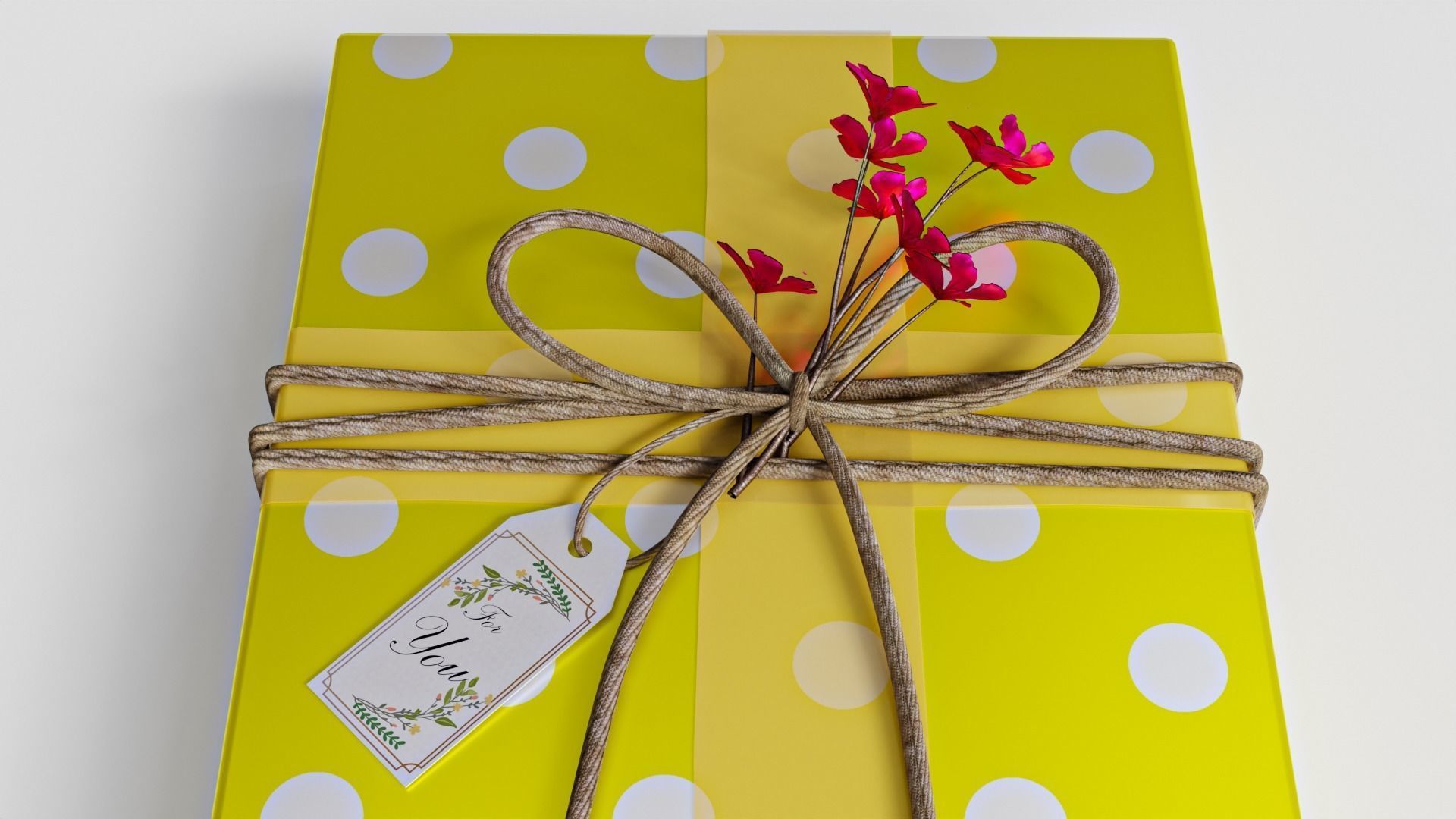 Gift Box with Flowers 3D model_2