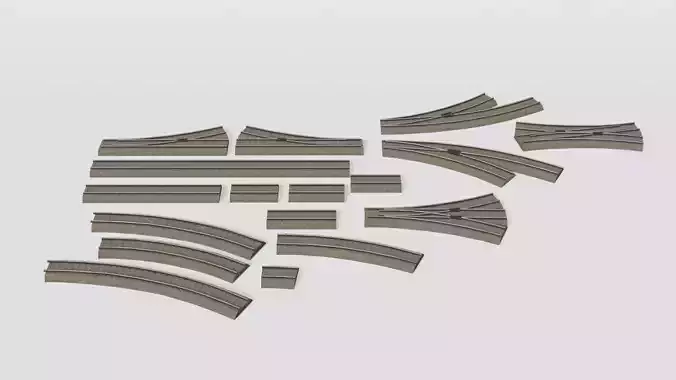 Various railroad track elements 3D model