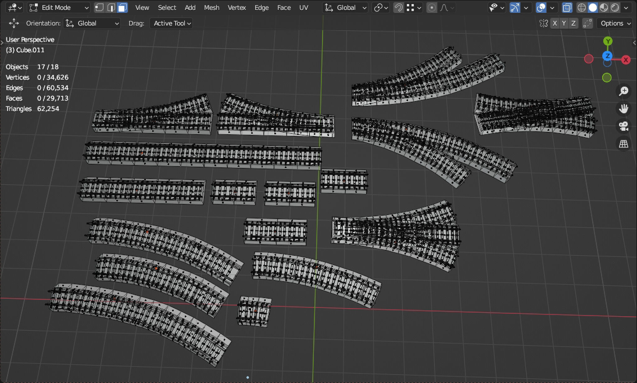 Various railroad track elements 3D model_6