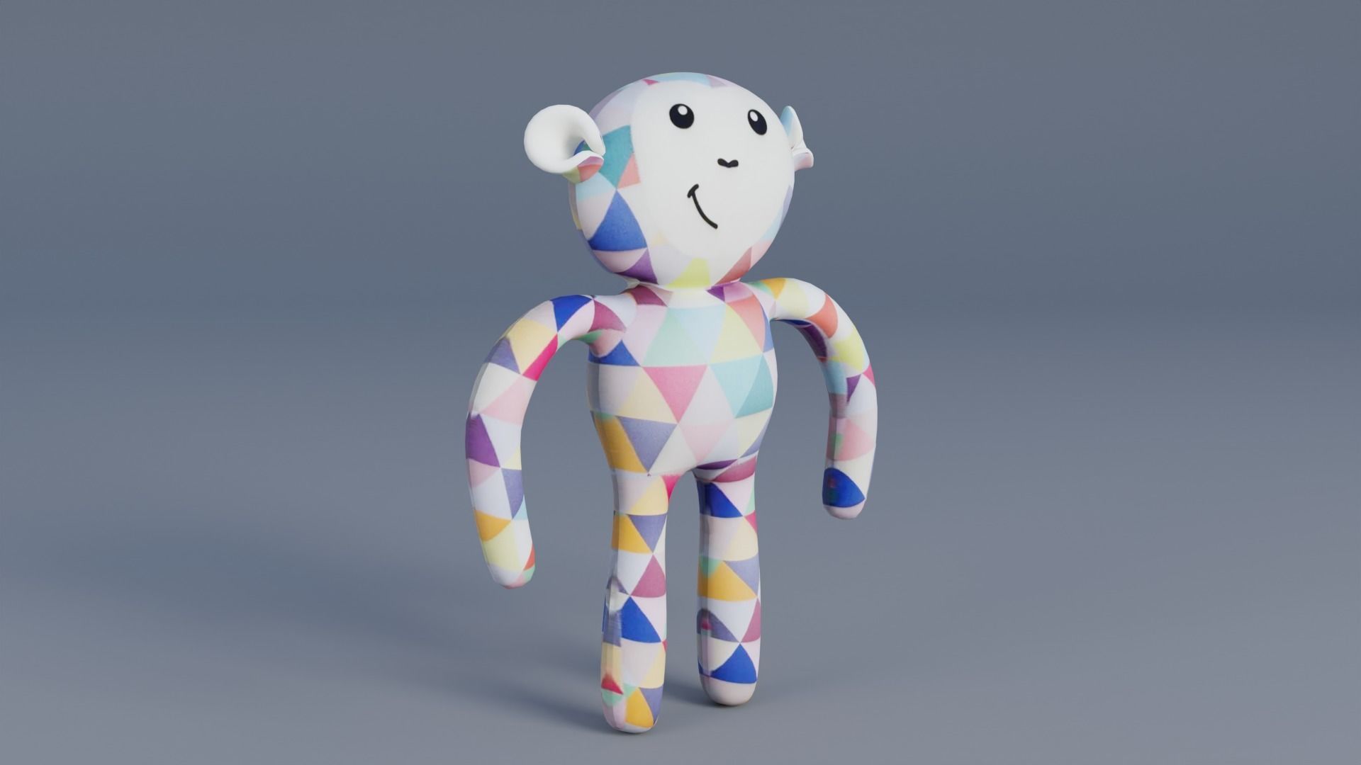 Monkey Toy Low-poly 3D model_1