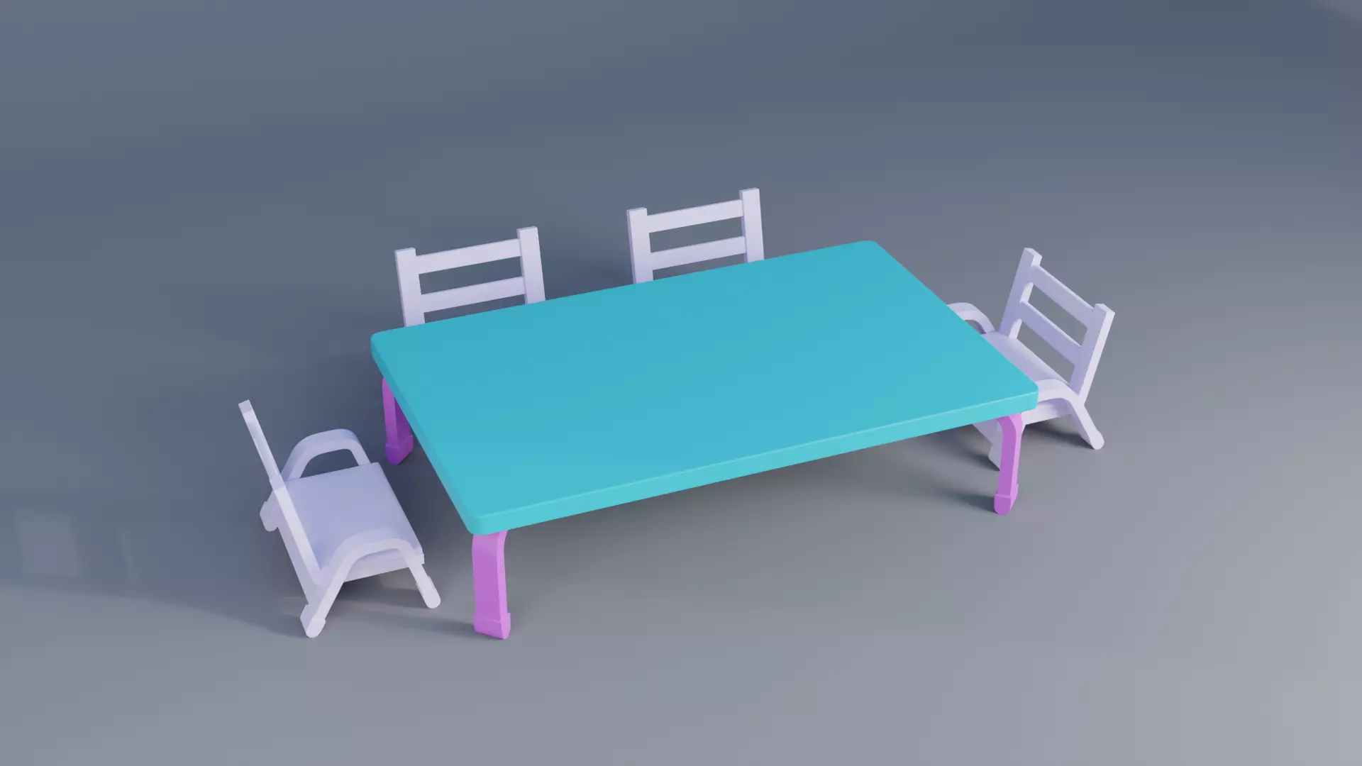 Table and chairs Low-poly 3D model