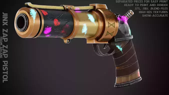 Arcane Jinx Zap Zap Pistol for Cosplay 3D print model