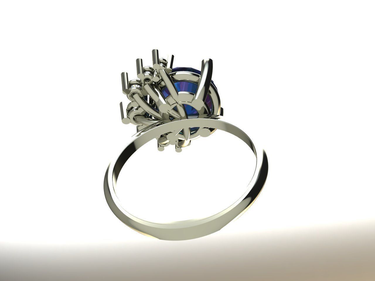 SAPPHIRE ASIMETRIC RING 3D print model_1