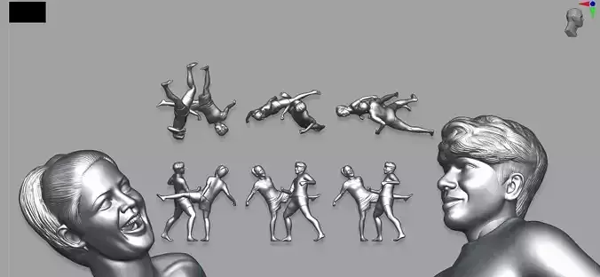 Fighting pose girl boy