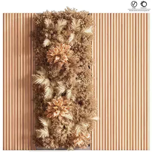 Wooden Planks and Vertical Garden 05 3D model