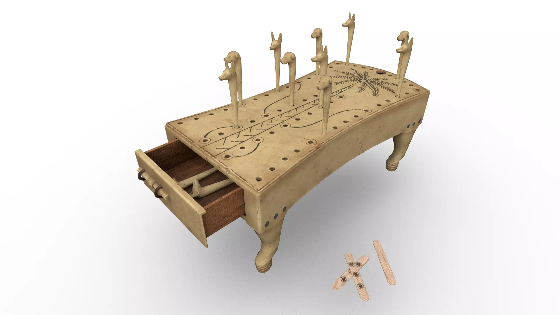 Hounds and Jackals - Gameready Egyptian Boardgame model Low-poly 3D model_0