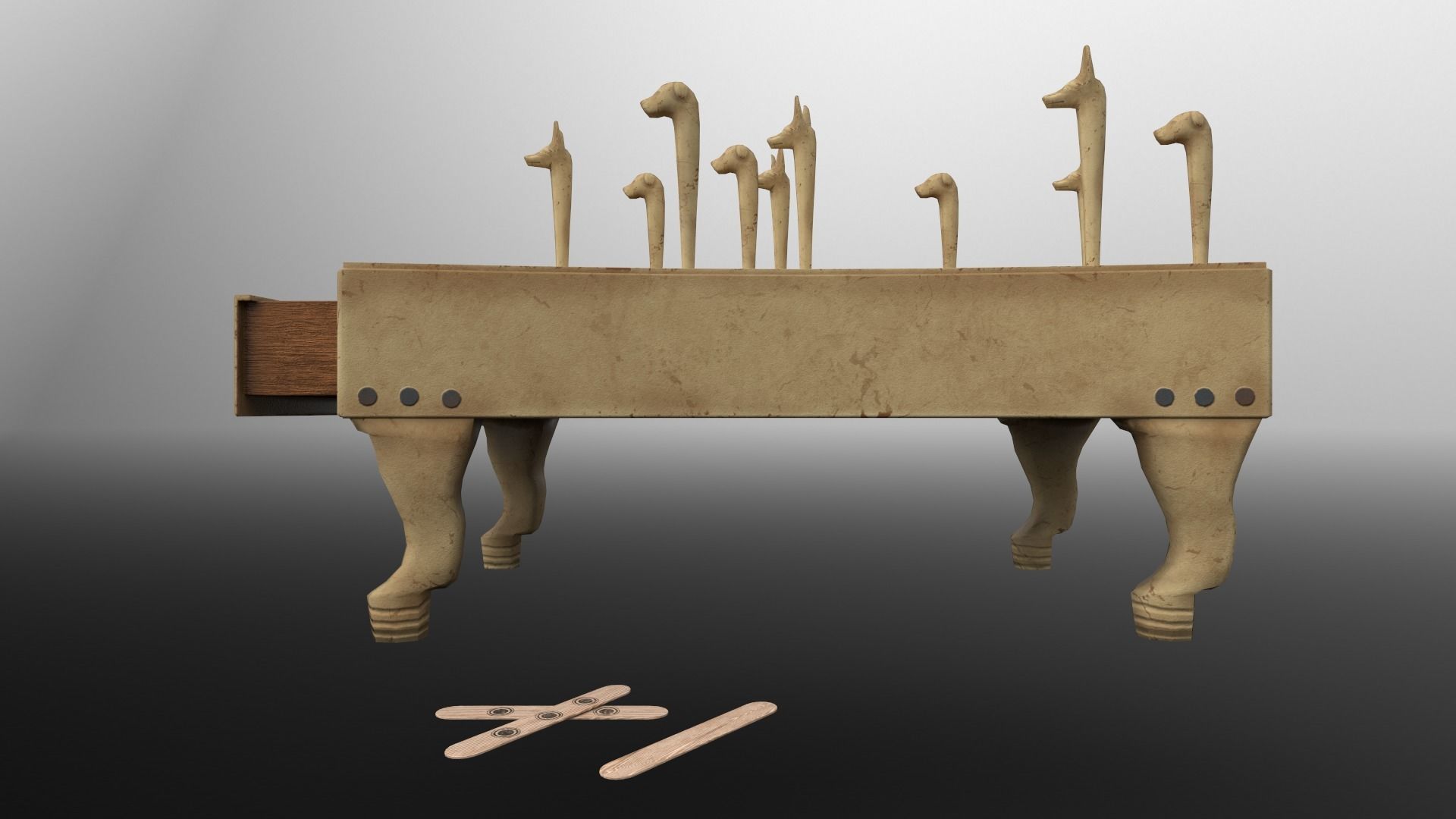 Hounds and Jackals - Gameready Egyptian Boardgame model Low-poly 3D model_2