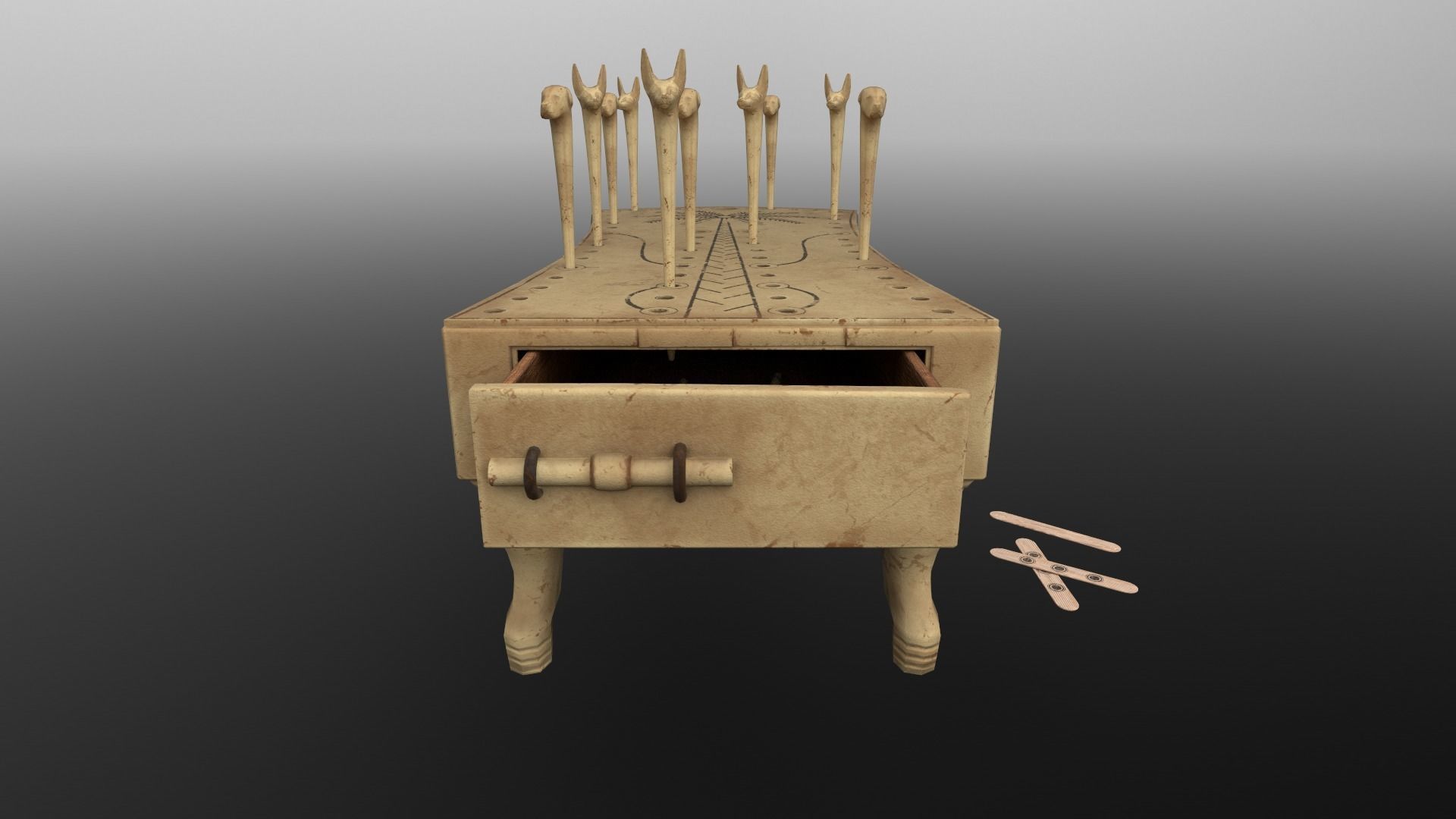 Hounds and Jackals - Gameready Egyptian Boardgame model Low-poly 3D model_1