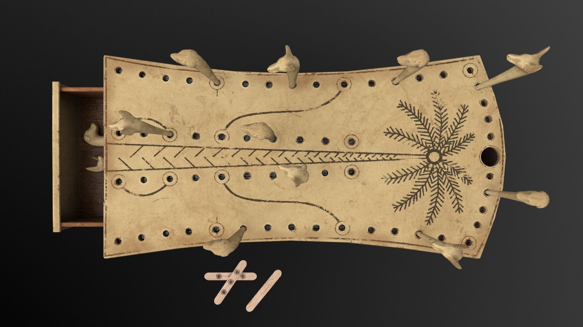 Hounds and Jackals - Gameready Egyptian Boardgame model Low-poly 3D model_3