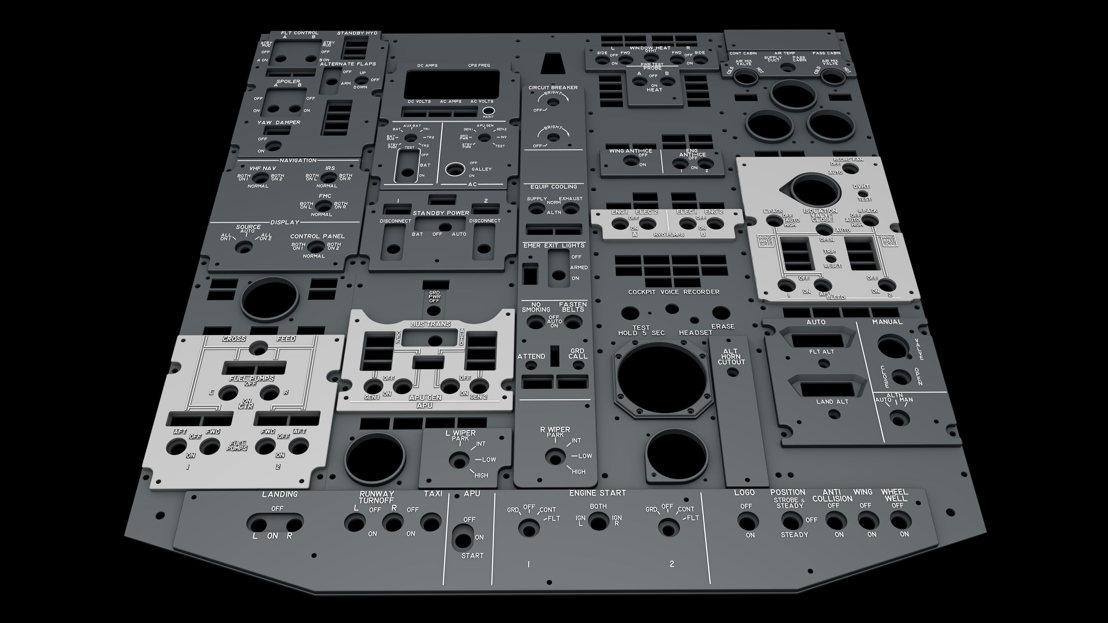 Boeing 737 Overhead Panels 3D print model_1