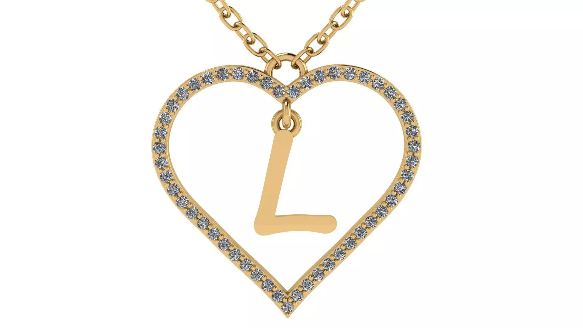 Jewelry Diamond Alphabet Pendant L 3D print model 3D print model_0