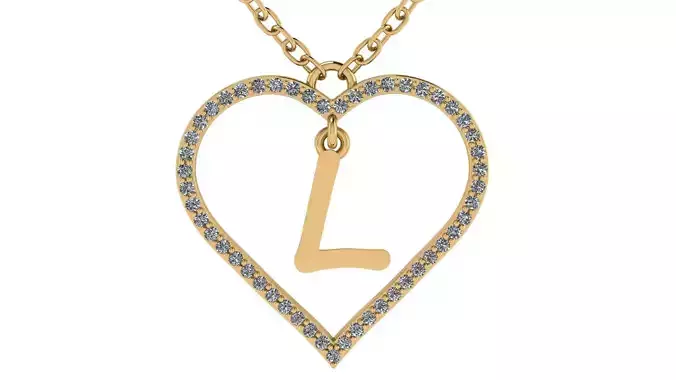 Jewelry Diamond Alphabet Pendant L 3D print model 3D print model