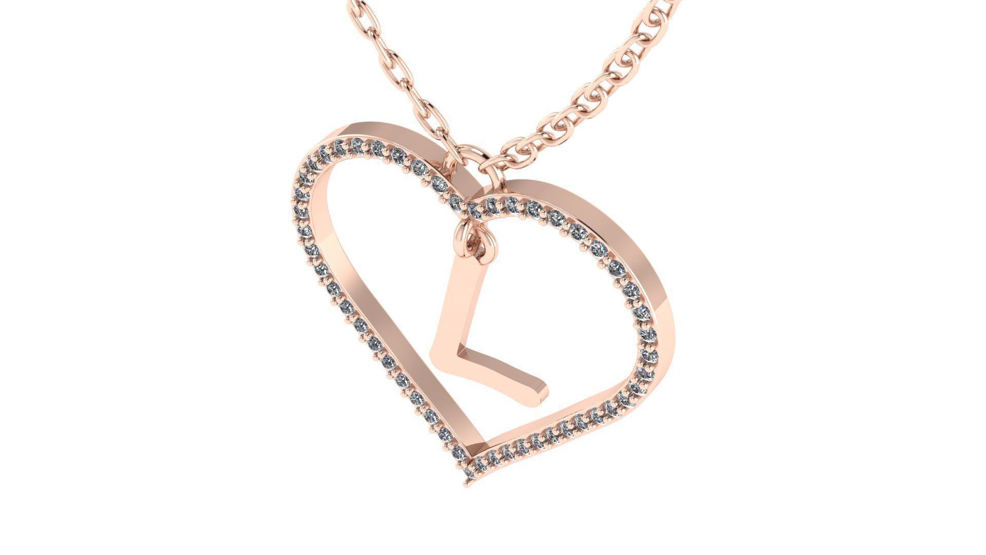 Jewelry Diamond Alphabet Pendant L 3D print model 3D print model_7