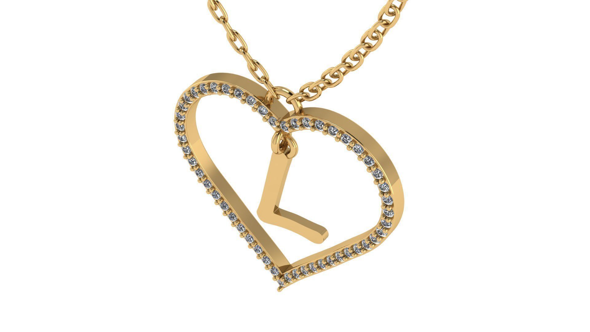 Jewelry Diamond Alphabet Pendant L 3D print model 3D print model_19