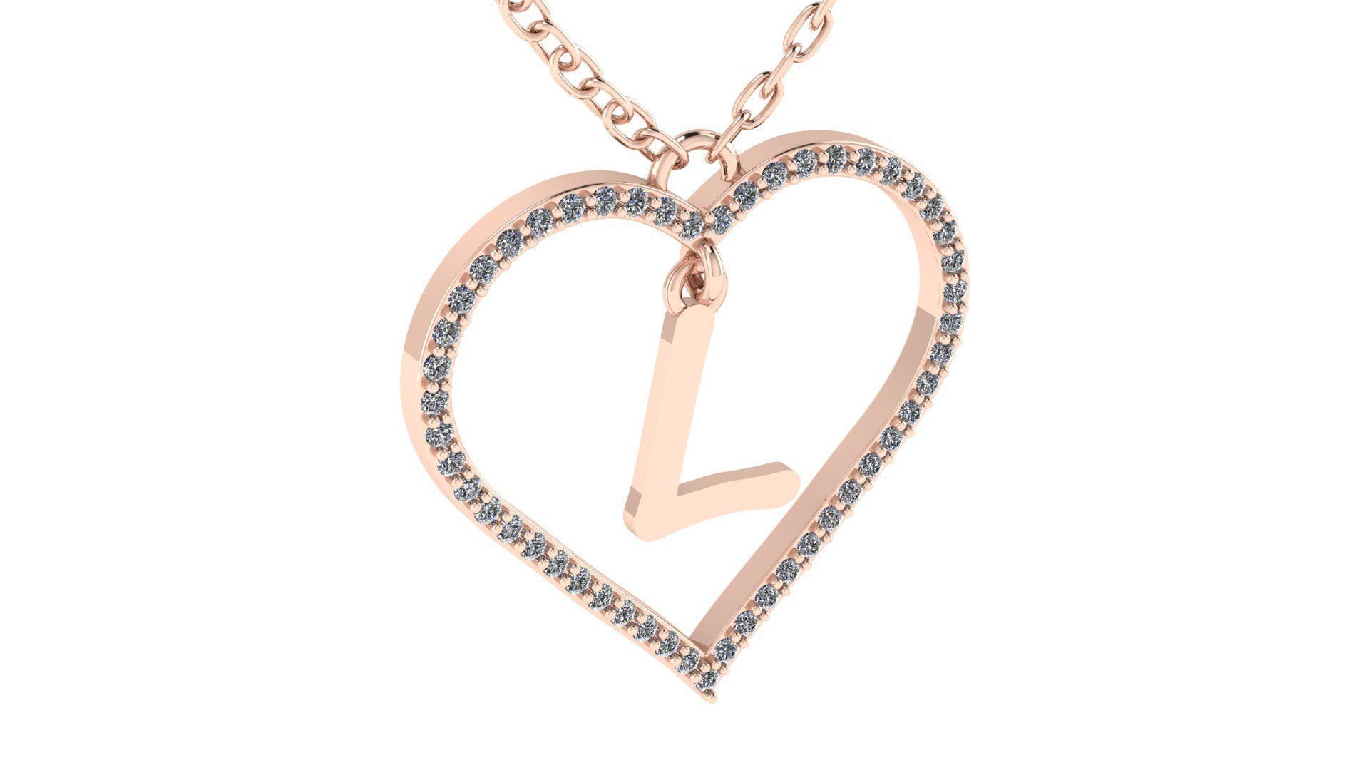 Jewelry Diamond Alphabet Pendant L 3D print model 3D print model_5