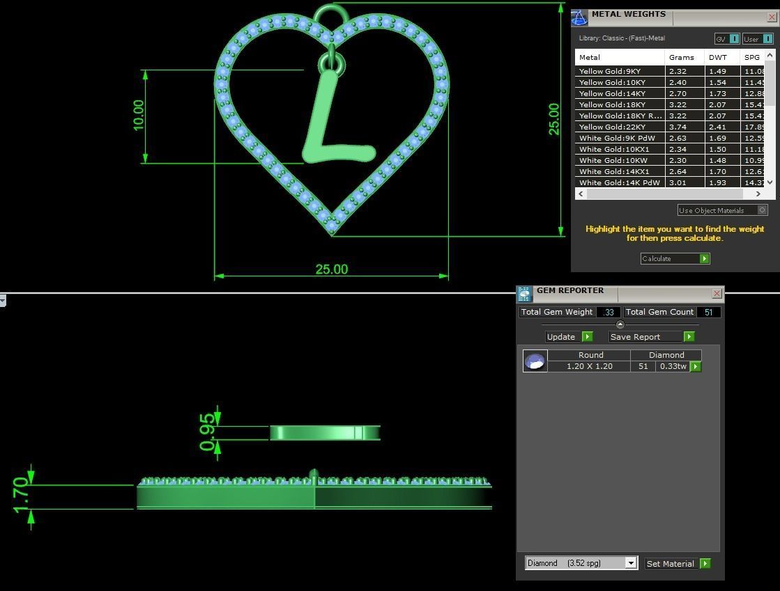 Jewelry Diamond Alphabet Pendant L 3D print model 3D print model_9