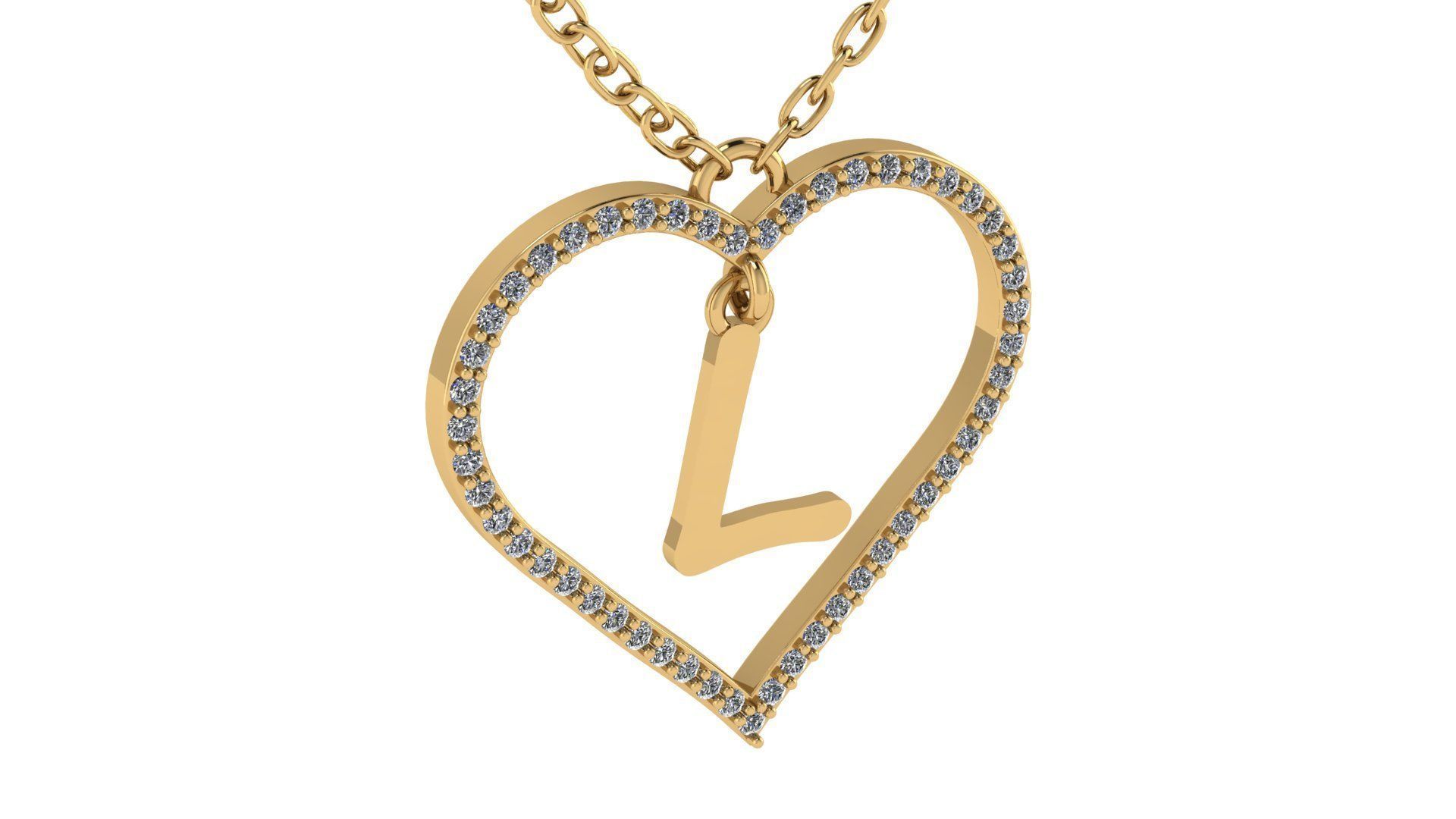 Jewelry Diamond Alphabet Pendant L 3D print model 3D print model_18