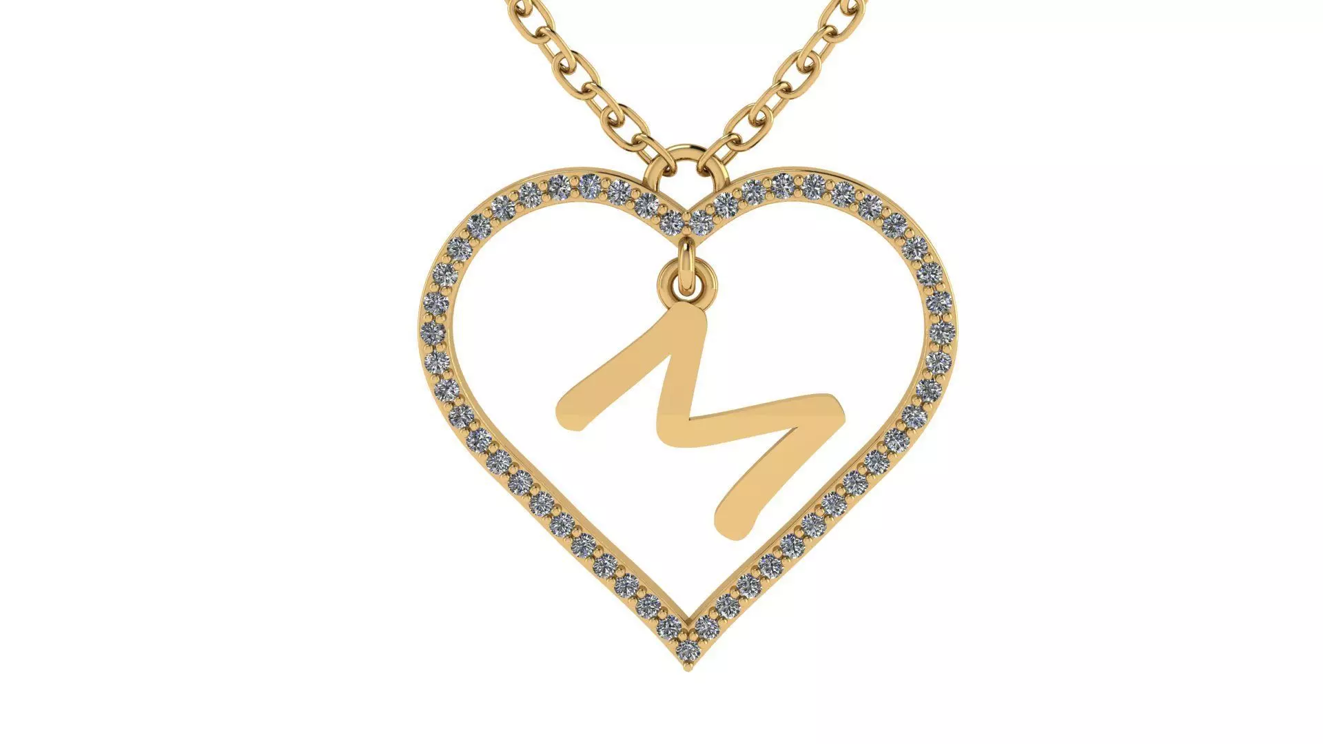 Jewelry Diamond Alphabet Pendant M 3D print model 3D print model
