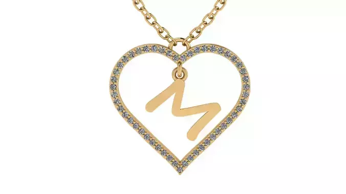 Jewelry Diamond Alphabet Pendant M 3D print model 3D print model