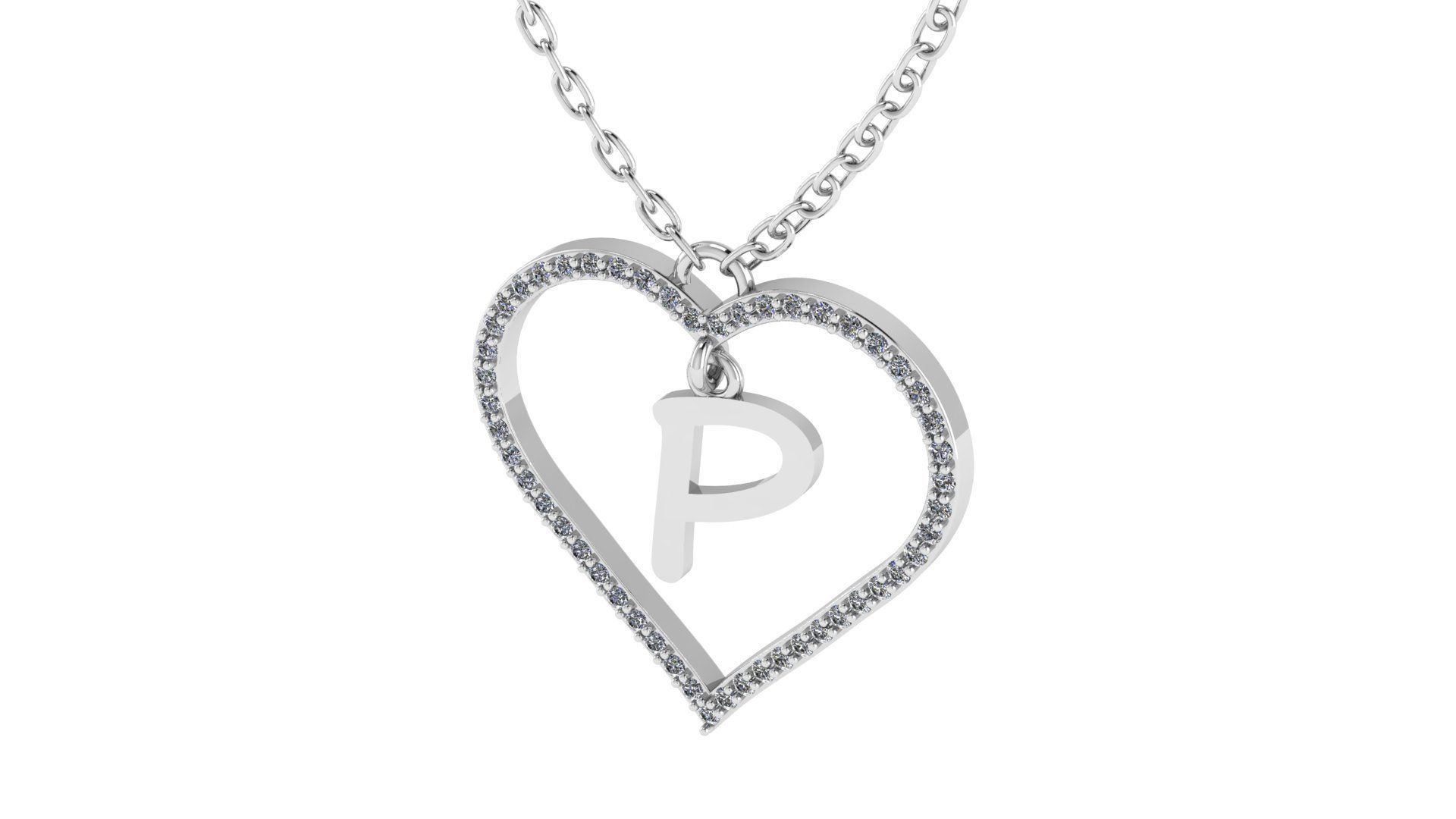 Jewelry Diamond Alphabet Pendant P 3D print model 3D print model_14