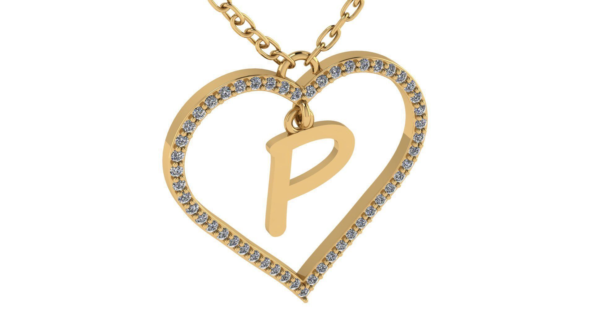 Jewelry Diamond Alphabet Pendant P 3D print model 3D print model_17