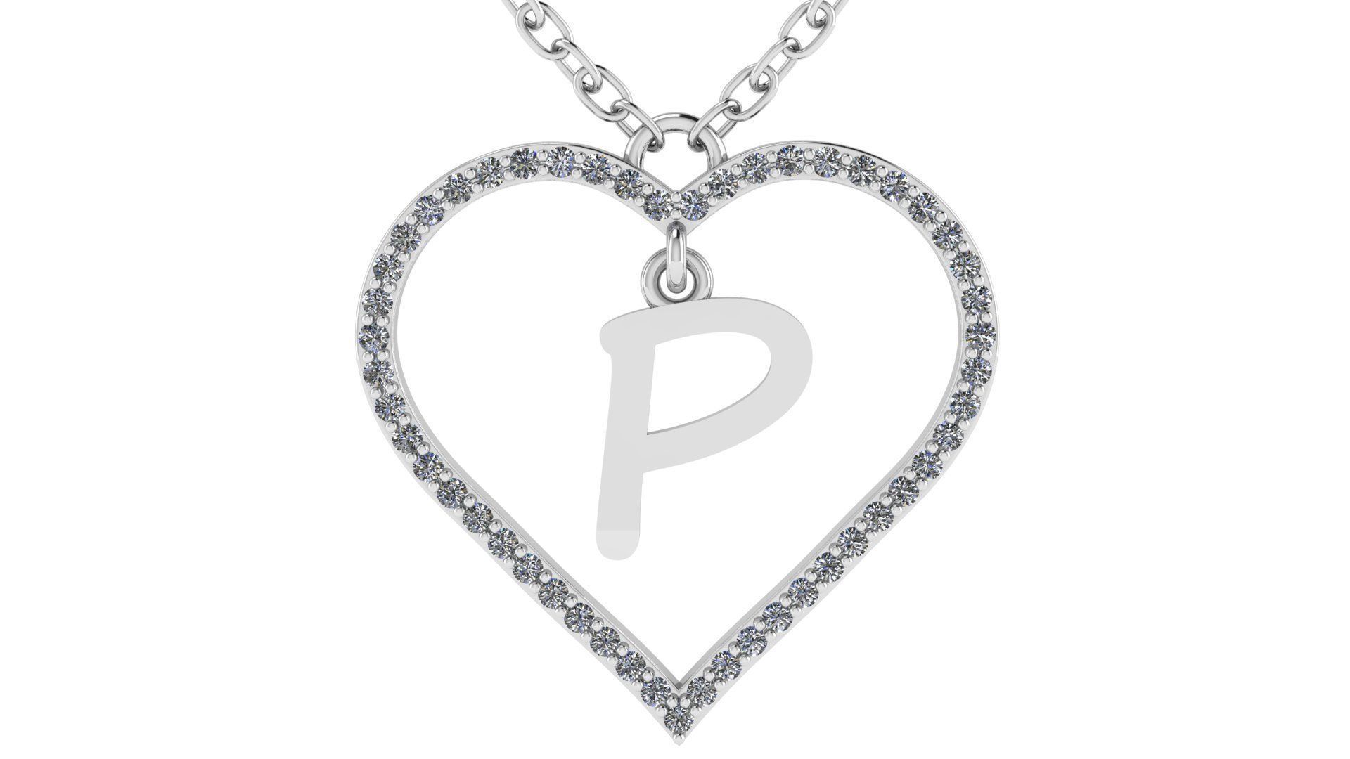 Jewelry Diamond Alphabet Pendant P 3D print model 3D print model_11