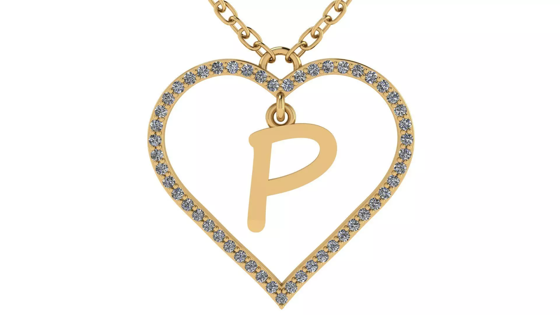 Jewelry Diamond Alphabet Pendant P 3D print model 3D print model_0