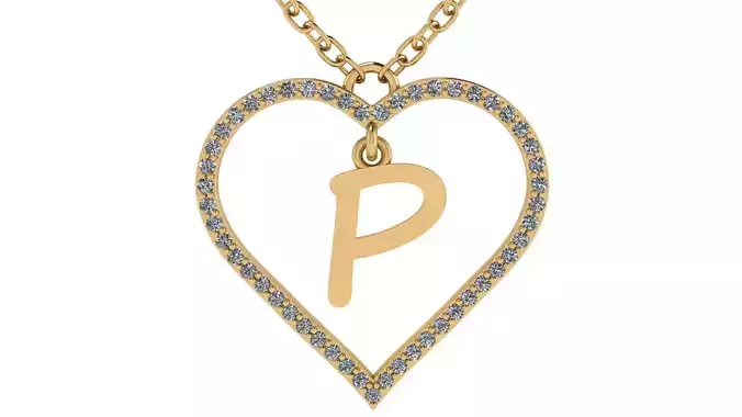 Jewelry Diamond Alphabet Pendant P 3D print model 3D print model