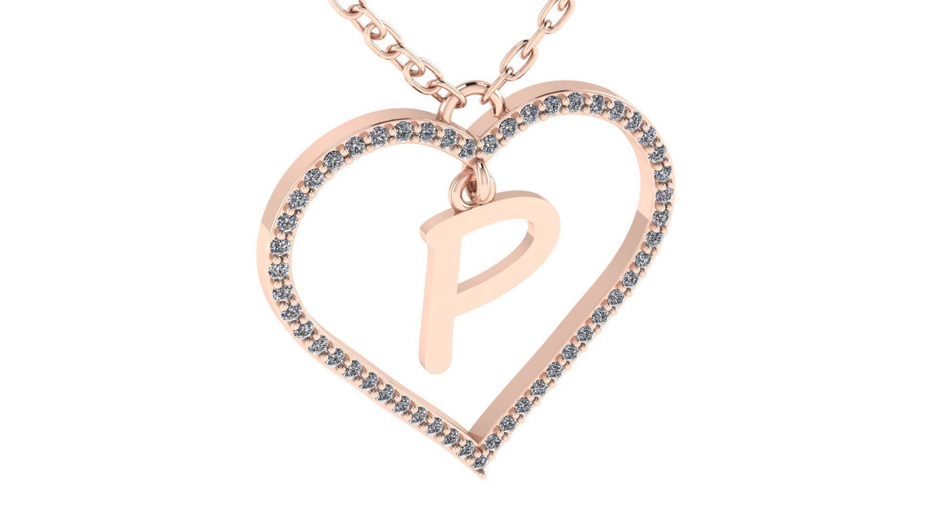 Jewelry Diamond Alphabet Pendant P 3D print model 3D print model_6
