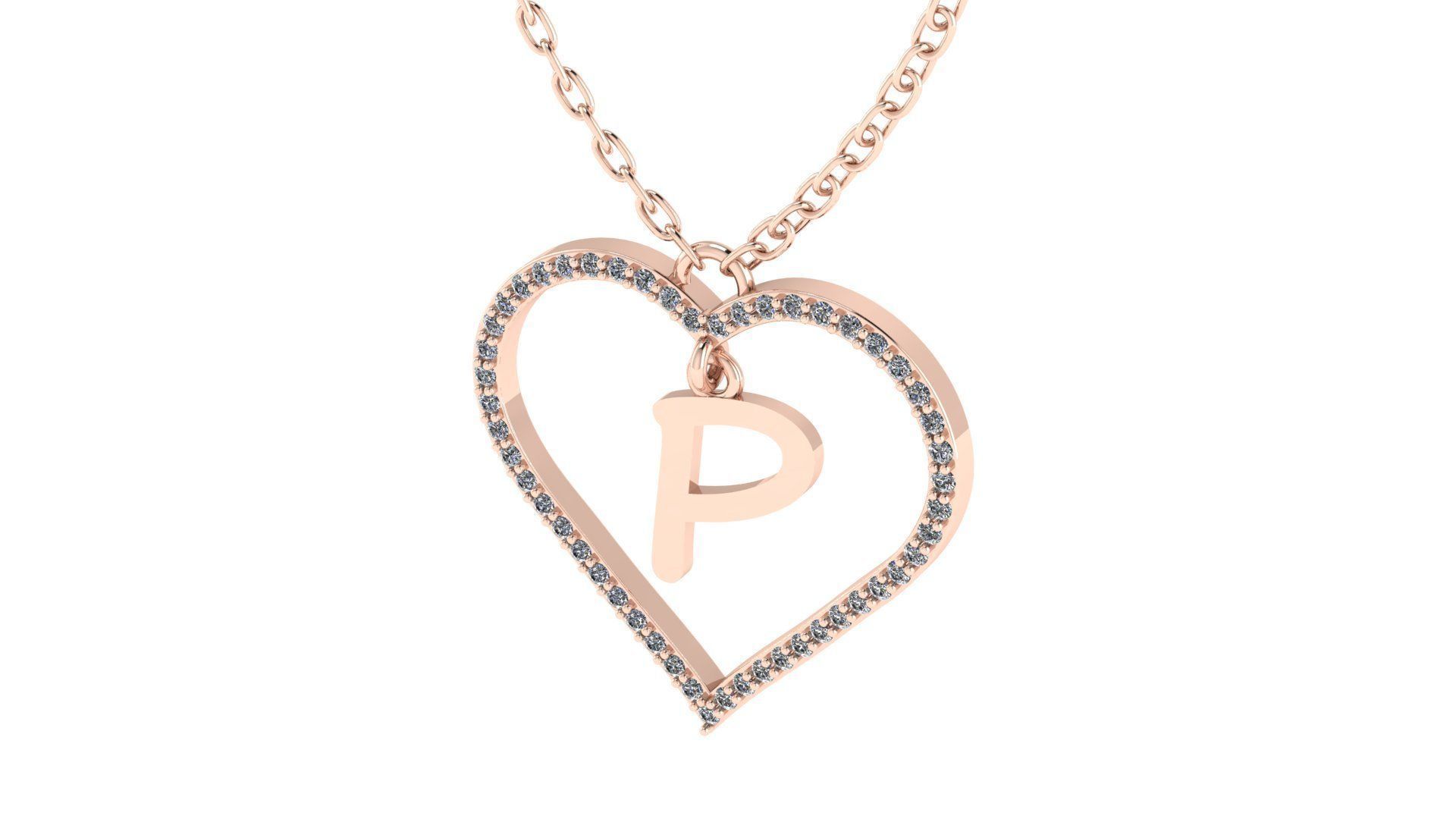 Jewelry Diamond Alphabet Pendant P 3D print model 3D print model_8
