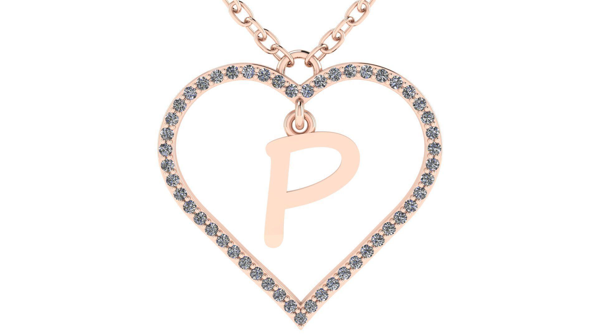 Jewelry Diamond Alphabet Pendant P 3D print model 3D print model_3