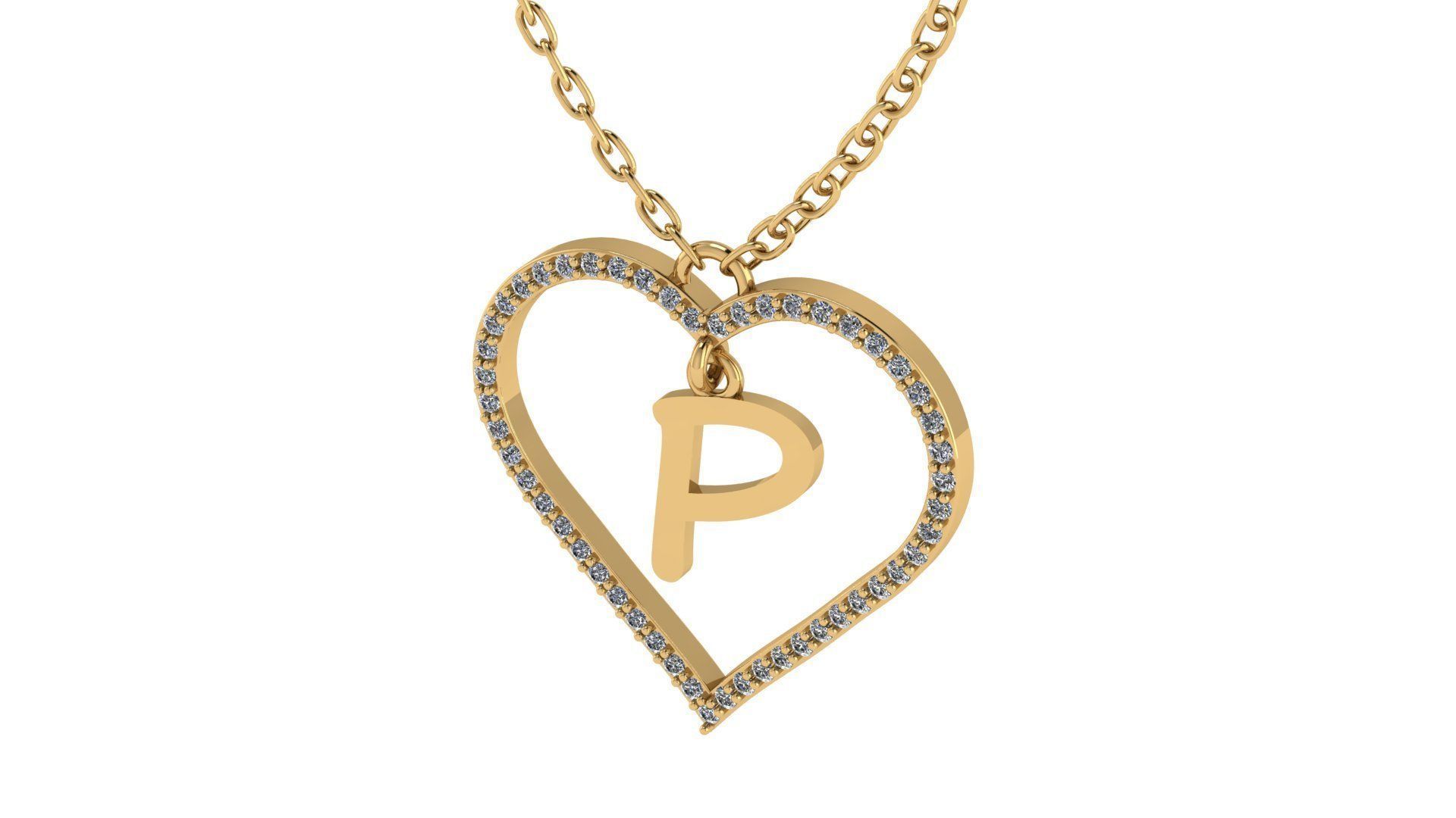 Jewelry Diamond Alphabet Pendant P 3D print model 3D print model_19