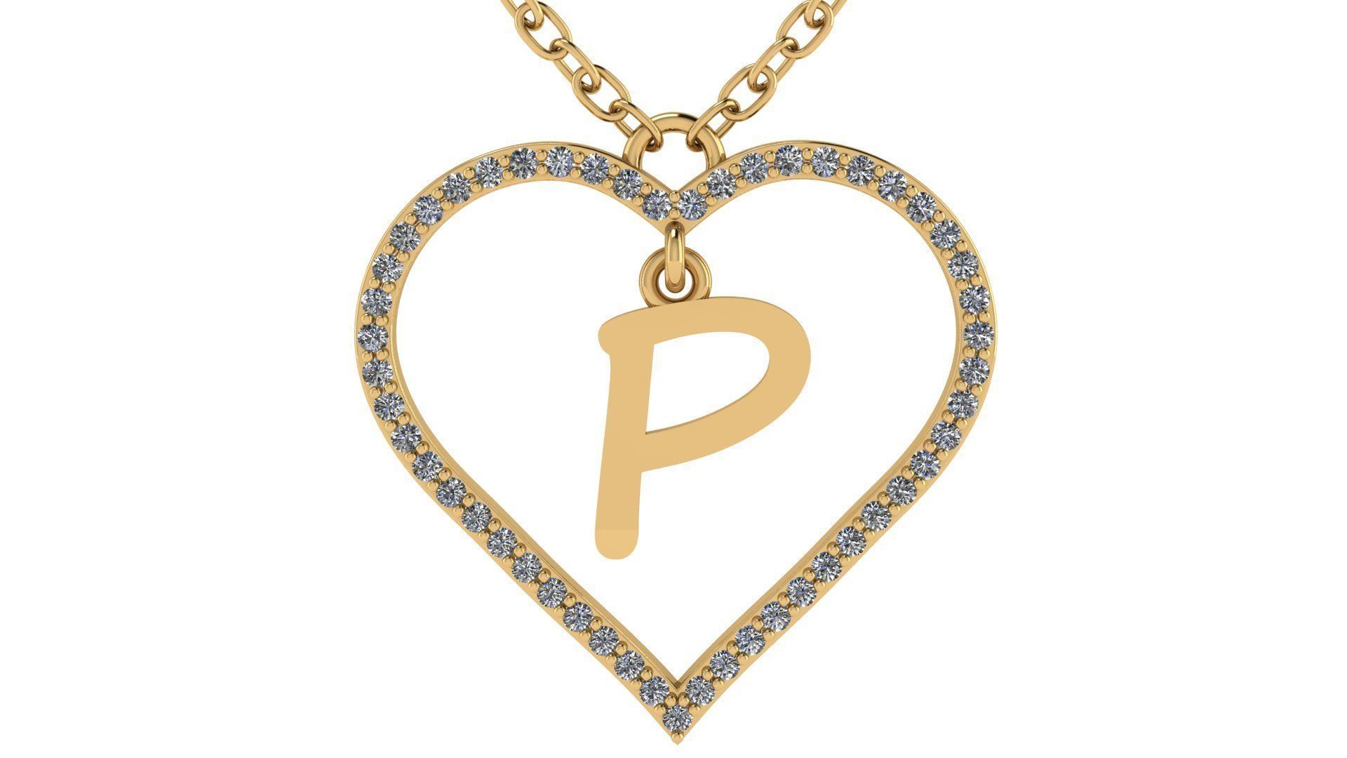 Jewelry Diamond Alphabet Pendant P 3D print model 3D print model_16